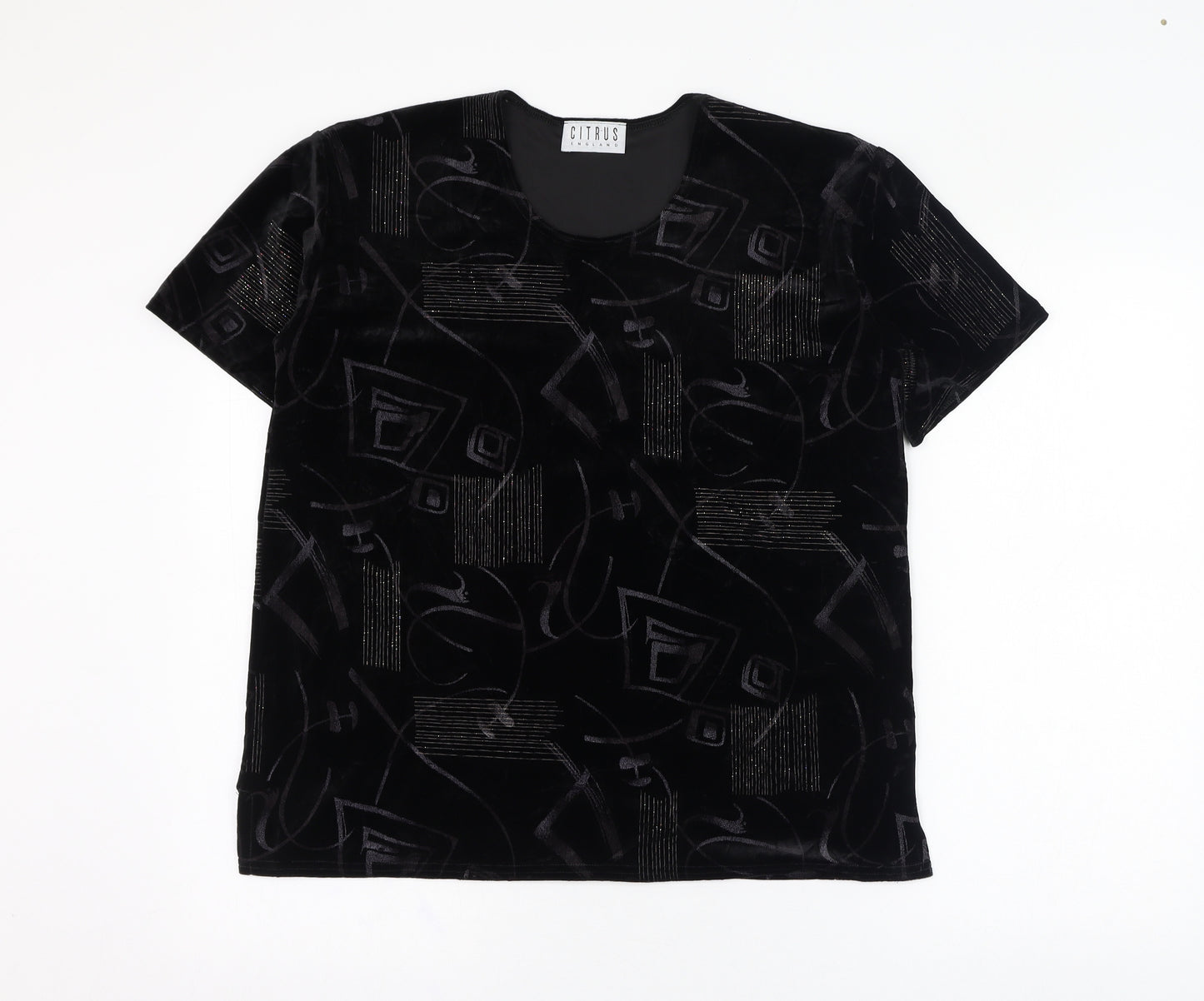 Citrus Womens Black  Polyester Basic T-Shirt Size 16 Round Neck