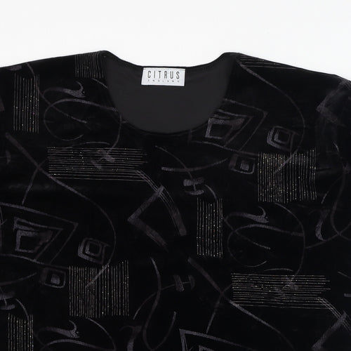 Citrus Womens Black  Polyester Basic T-Shirt Size 16 Round Neck