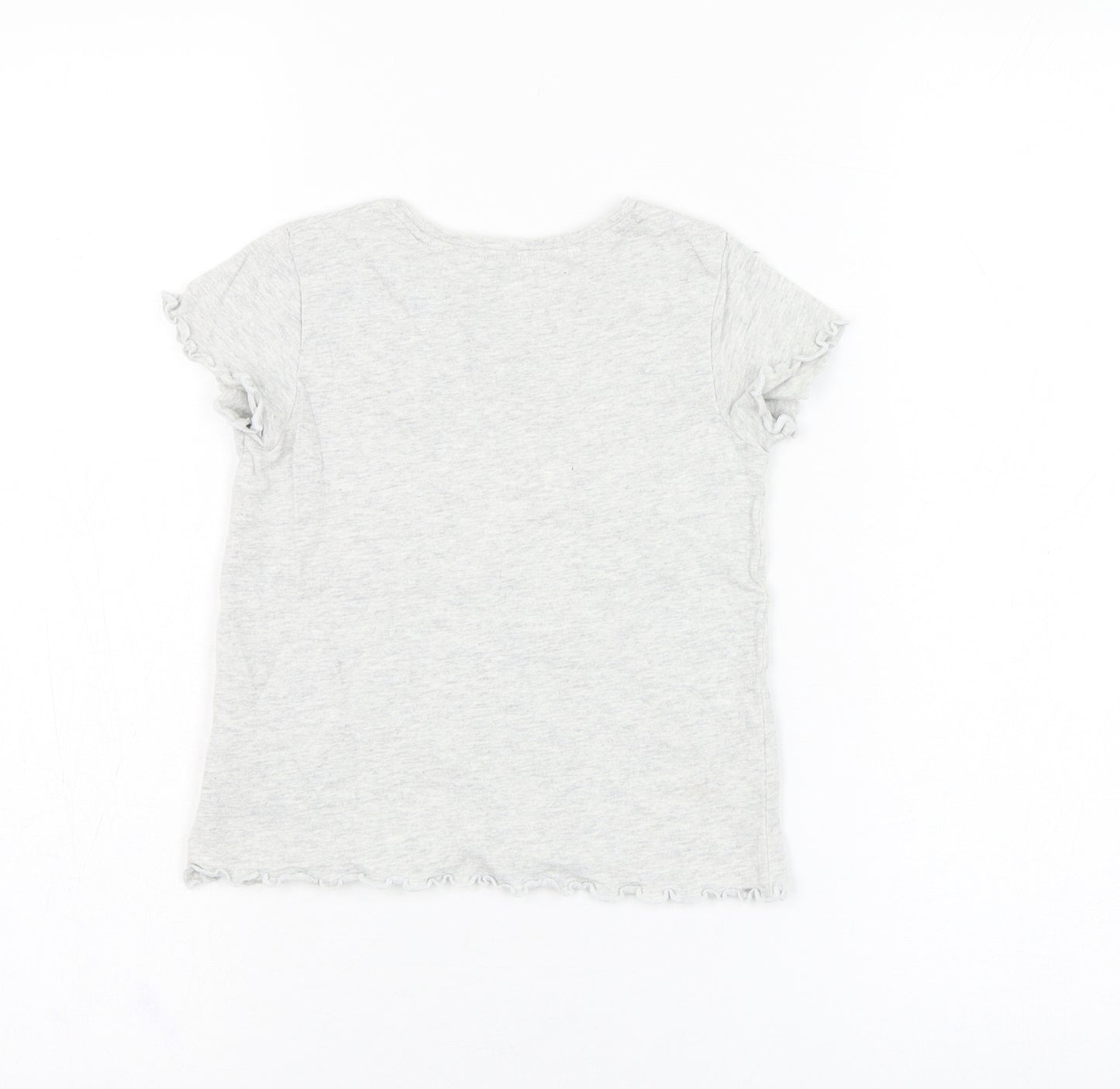 NEXT Girls Grey  Cotton Basic T-Shirt Size 3-4 Years Round Neck Pullover - Rabbit, Hot air balloon