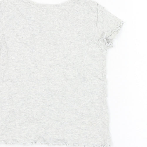 NEXT Girls Grey  Cotton Basic T-Shirt Size 3-4 Years Round Neck Pullover - Rabbit, Hot air balloon