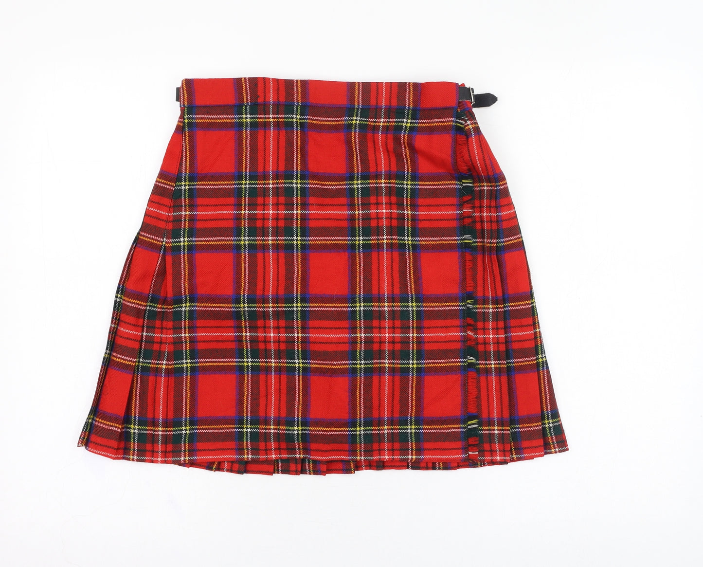 Highland Home Industries Womens Red Check Wool Wrap Skirt Size 12   Buckle