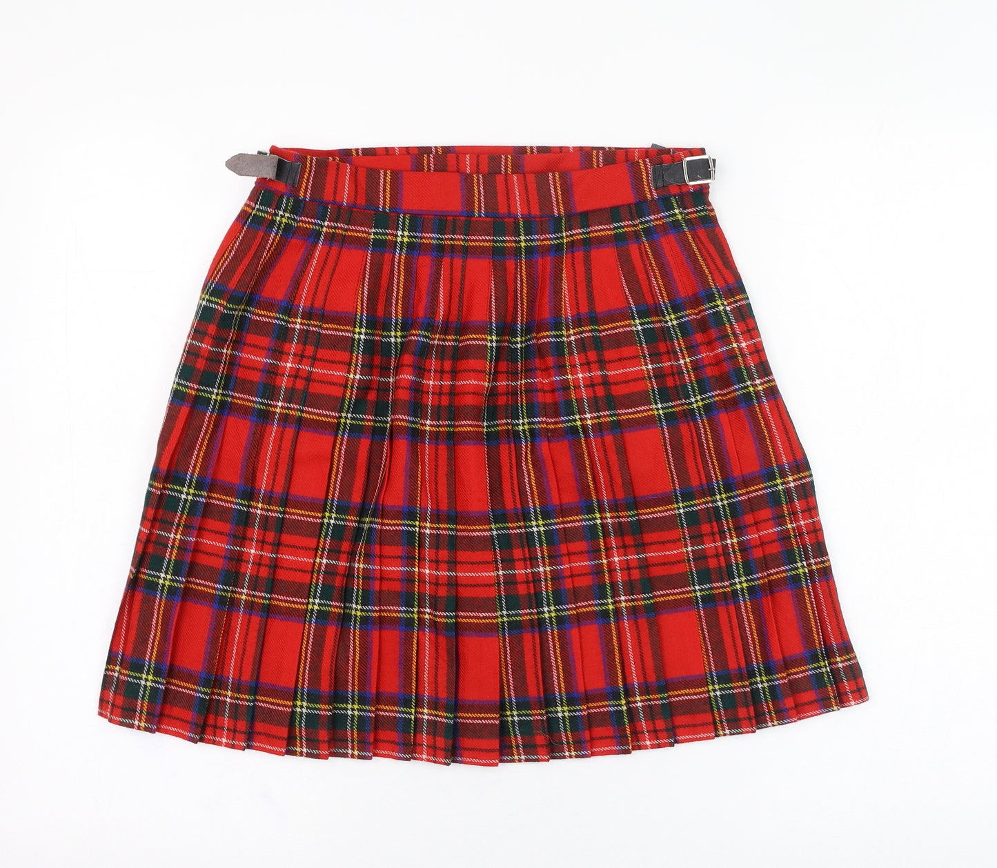 Highland Home Industries Womens Red Check Wool Wrap Skirt Size 12   Buckle