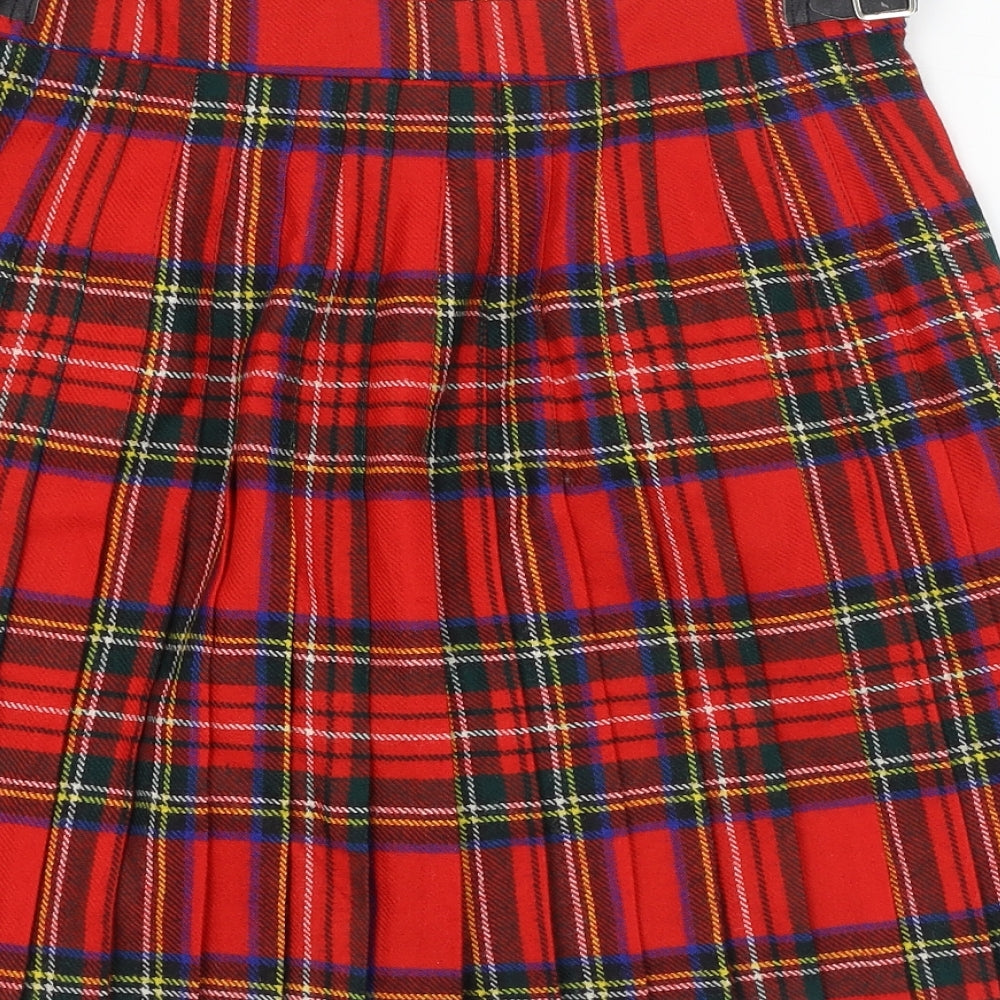Highland Home Industries Womens Red Check Wool Wrap Skirt Size 12   Buckle