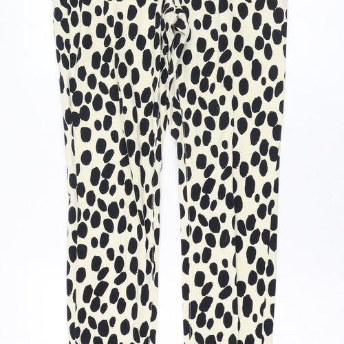 H&M Womens Ivory Polka Dot Cotton Skinny Jeans Size 8 L29 in Regular Zip