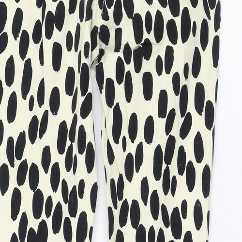 H&M Womens Ivory Polka Dot Cotton Skinny Jeans Size 8 L29 in Regular Zip