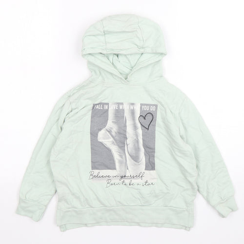 Jeff & Co Girls Green  Cotton Pullover Hoodie Size 7-8 Years   - Ballerina