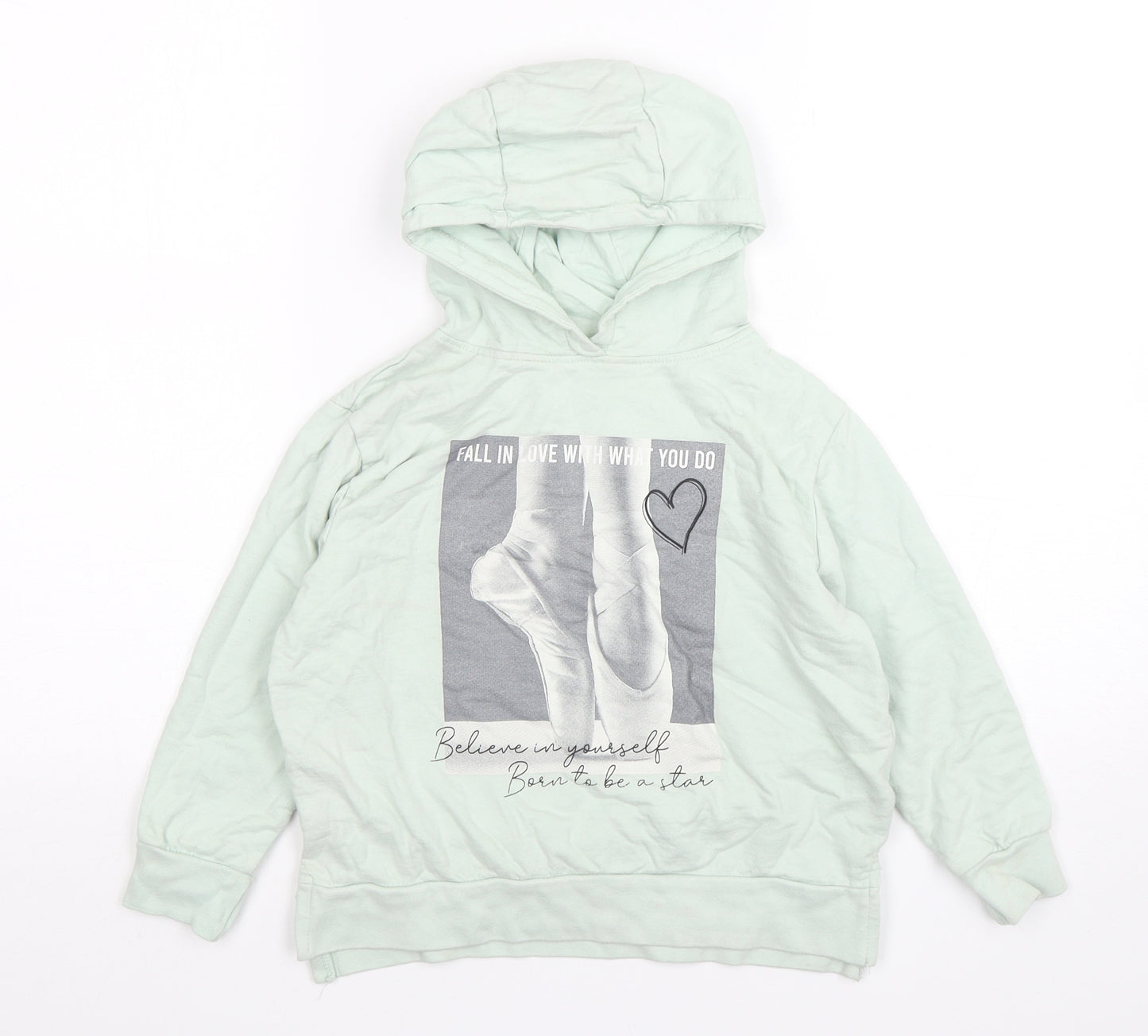 Jeff & Co Girls Green  Cotton Pullover Hoodie Size 7-8 Years   - Ballerina