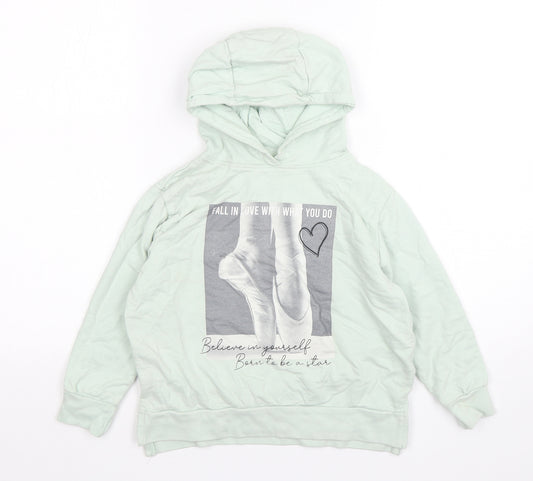 Jeff & Co Girls Green  Cotton Pullover Hoodie Size 7-8 Years   - Ballerina