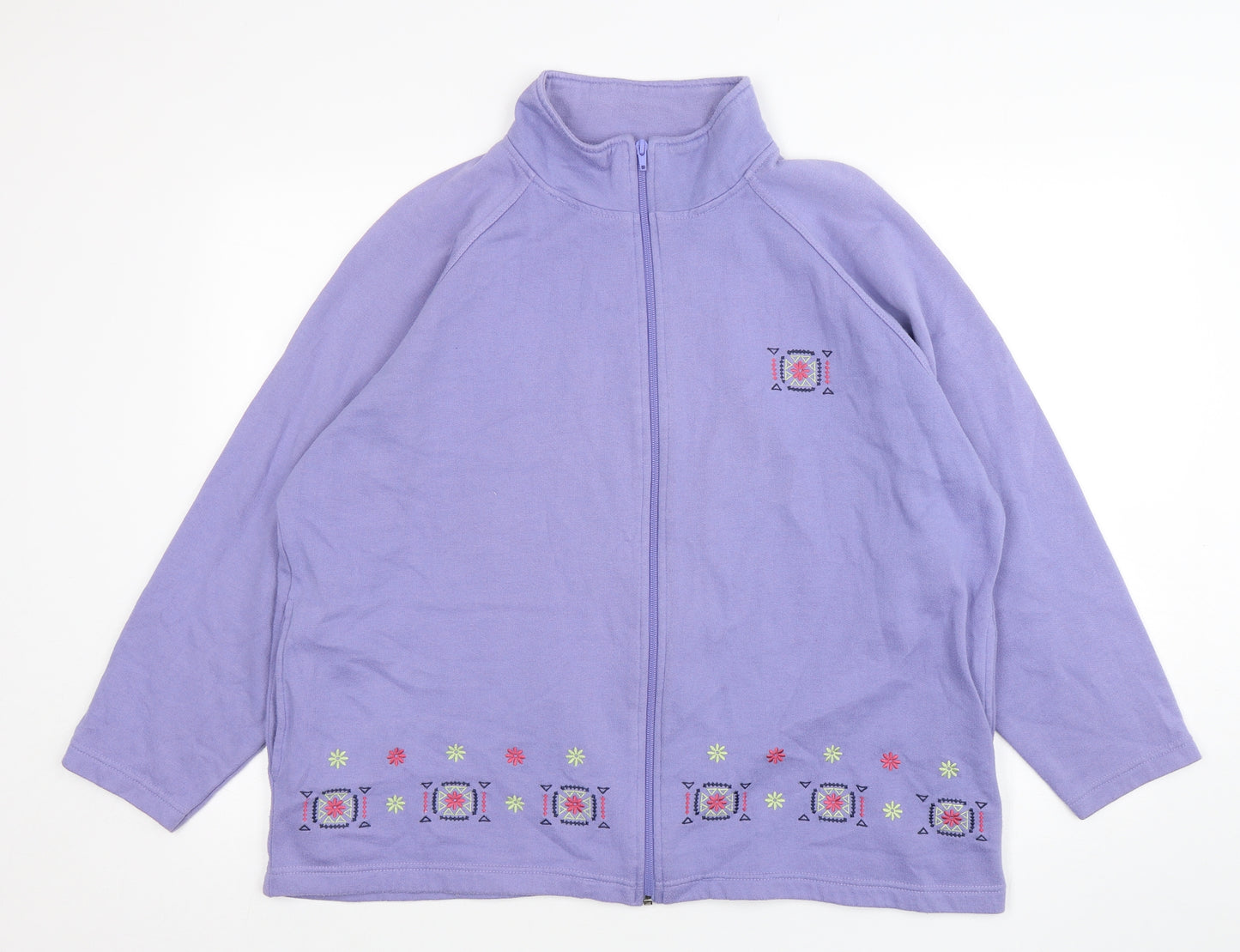 Classics Womens Purple  Cotton Full Zip Sweatshirt Size 20  Zip