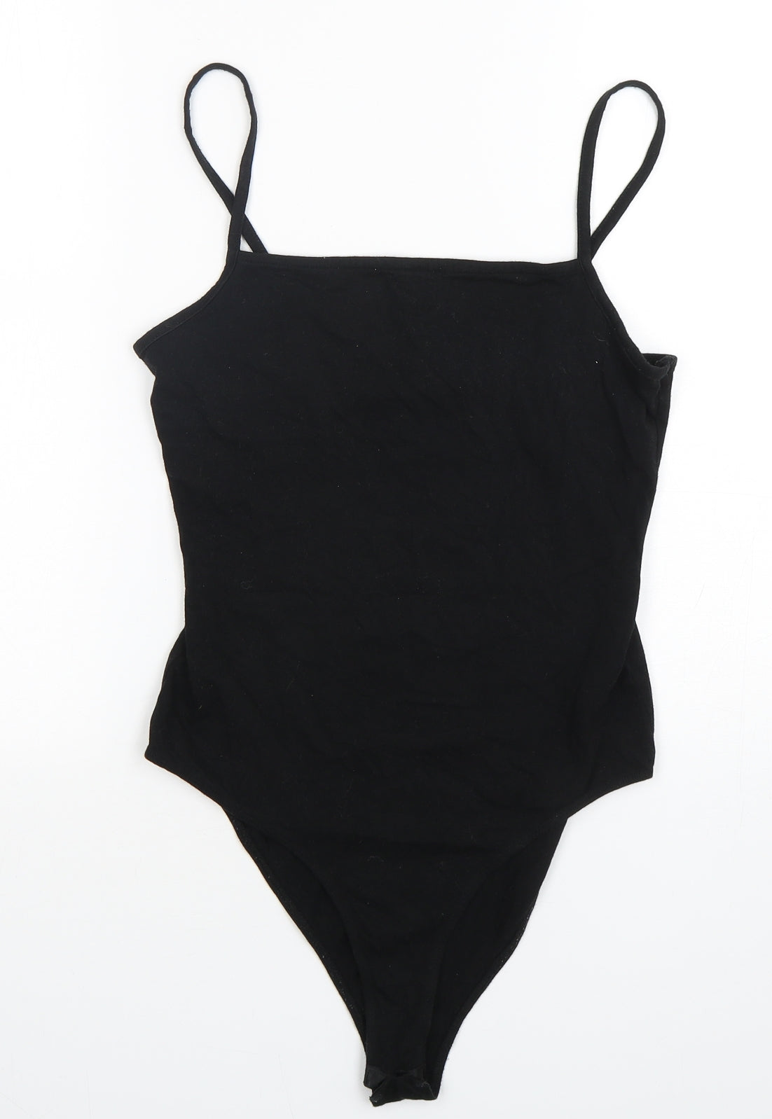 New Look Womens Black  Cotton Bodysuit One-Piece Size 12  Snap