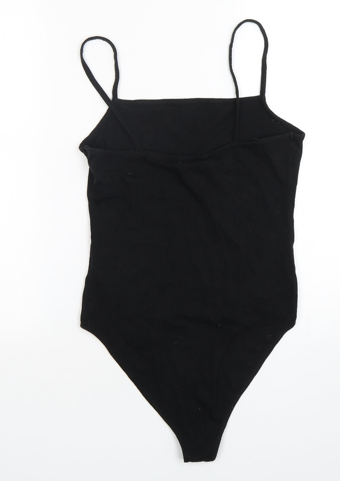 New Look Womens Black  Cotton Bodysuit One-Piece Size 12  Snap