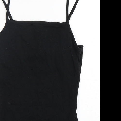 New Look Womens Black  Cotton Bodysuit One-Piece Size 12  Snap