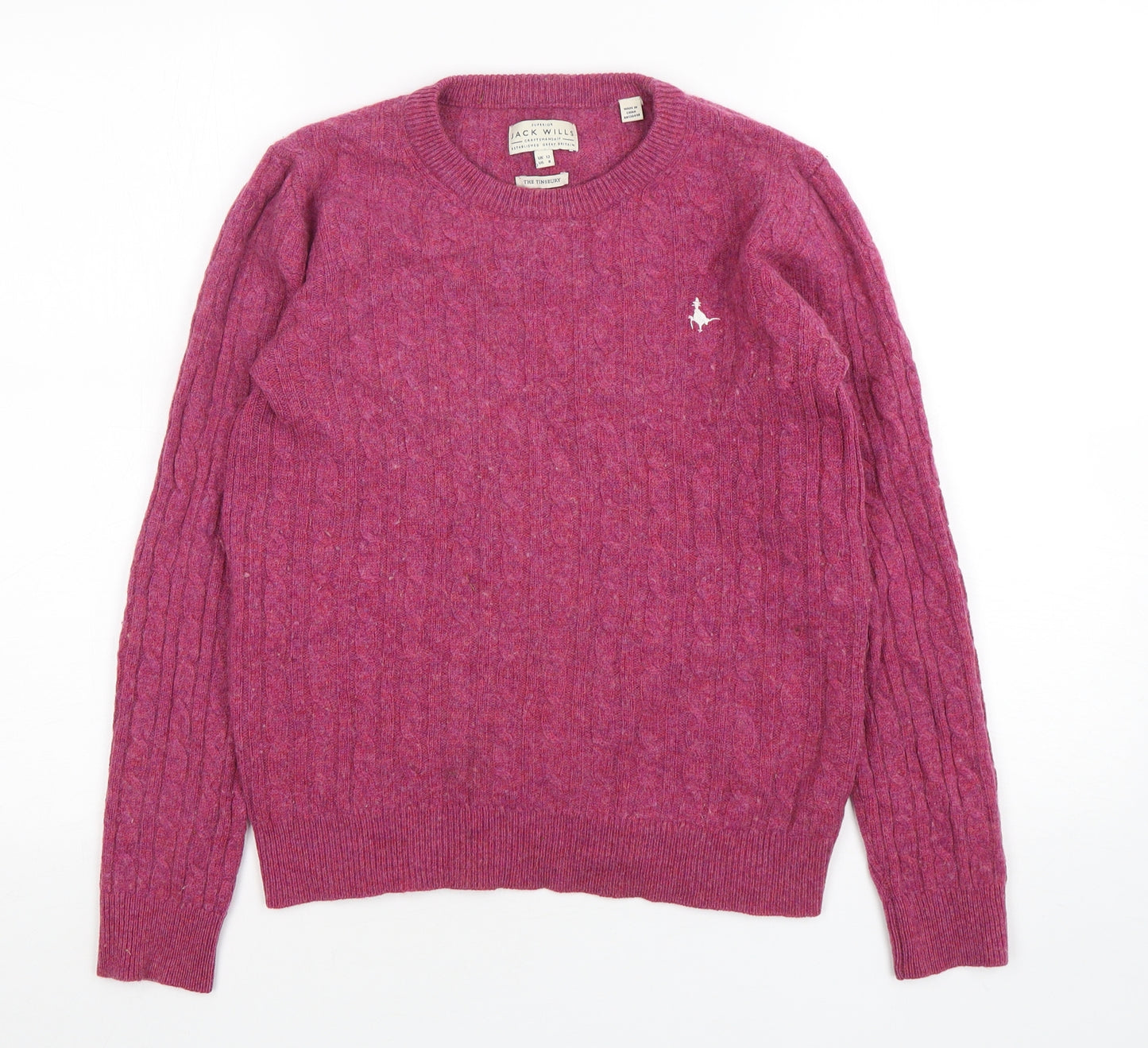 Jack Wills  Womens Purple Round Neck  Wool Pullover Jumper Size 12
