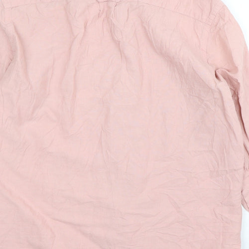 H&M Mens Pink  Cotton  Button-Up Size L Collared Button