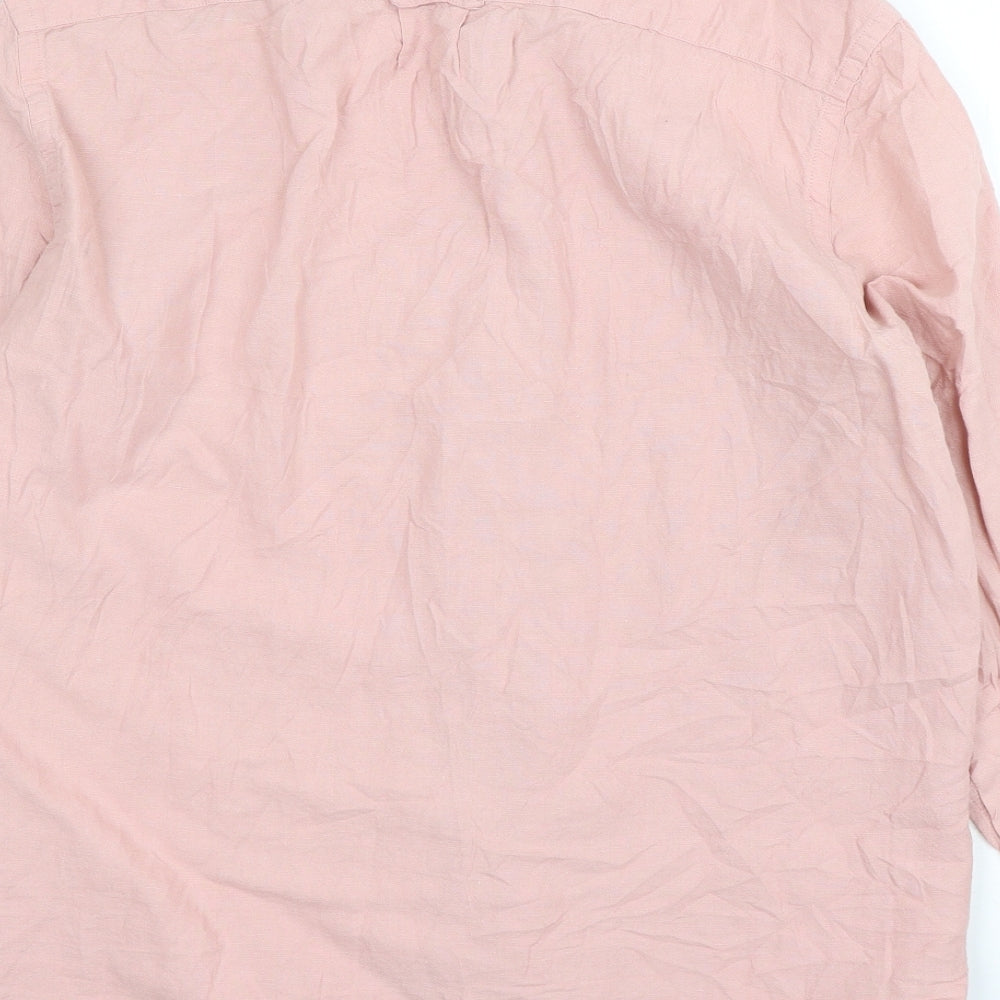 H&M Mens Pink  Cotton  Button-Up Size L Collared Button
