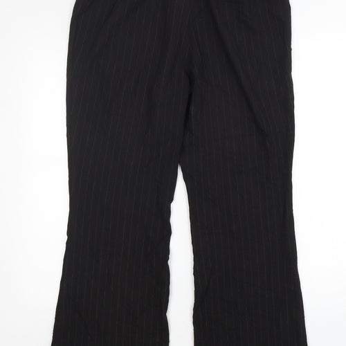 Marks and Spencer Womens Black Striped Viscose Trousers  Size 14 L30 in Regular