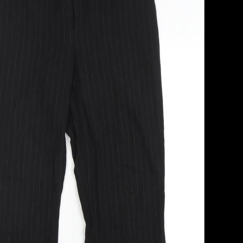 Marks and Spencer Womens Black Striped Viscose Trousers  Size 14 L30 in Regular