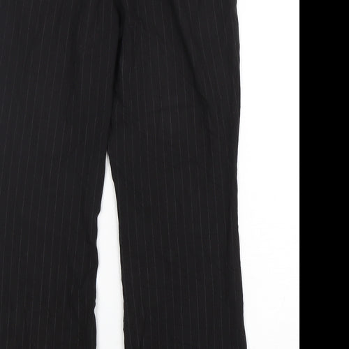 Marks and Spencer Womens Black Striped Viscose Trousers  Size 14 L30 in Regular