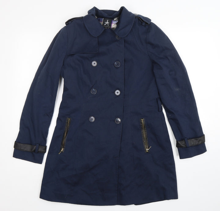 Atmosphere Womens Blue Overcoat Coat Size 10 Button