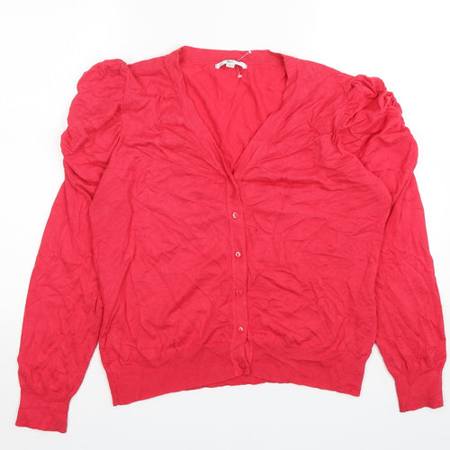 Klass Womens Pink V-Neck  Viscose Cardigan Jumper Size L