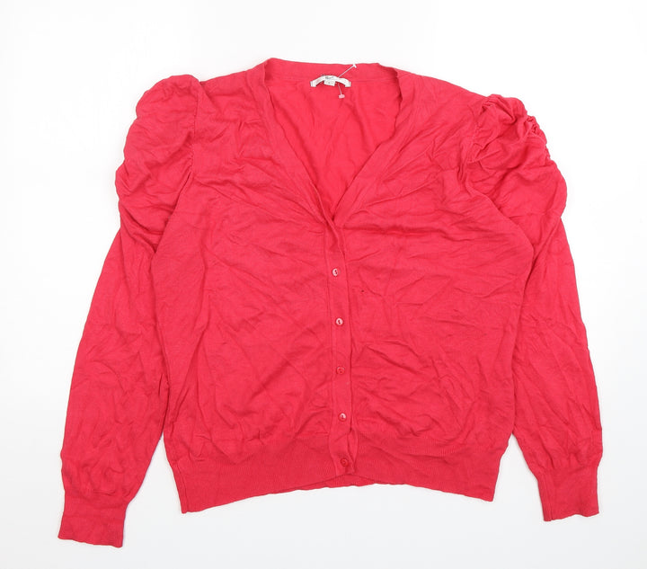 Klass Womens Pink V-Neck Viscose Cardigan Jumper Size L