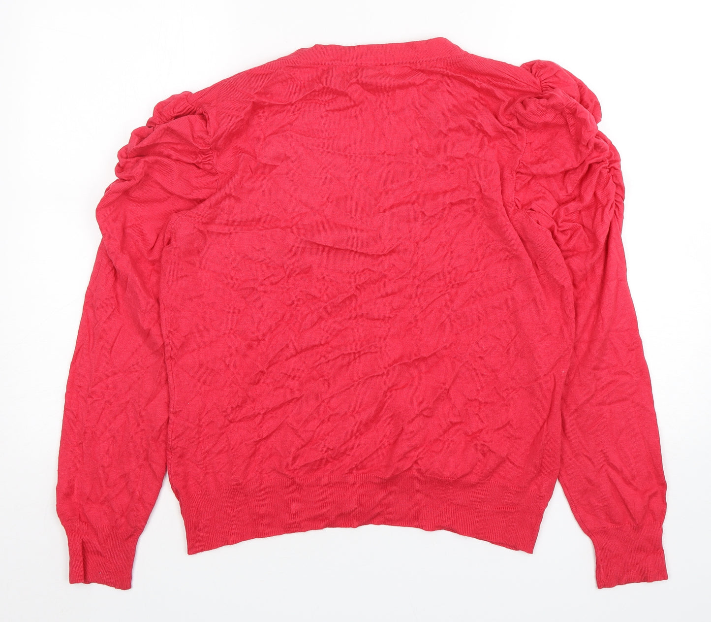 Klass Womens Pink V-Neck  Viscose Cardigan Jumper Size L