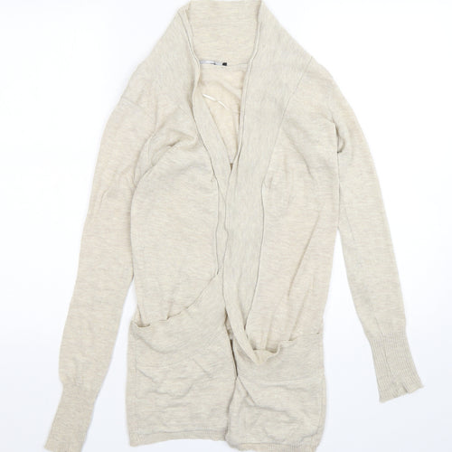 George Womens Beige V-Neck  Polyester Cardigan Jumper Size 8