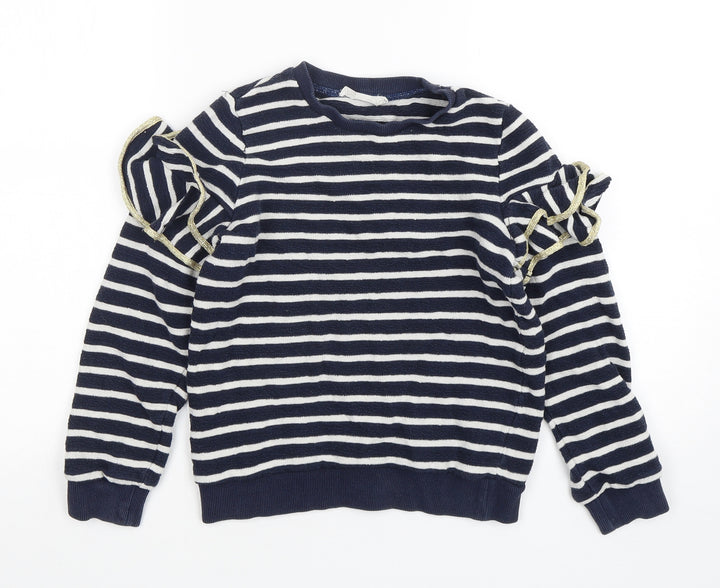 Outside the Lines Girls Multicoloured Striped Cotton Pullover Sweatshirt Size 9-10 Years Pullover