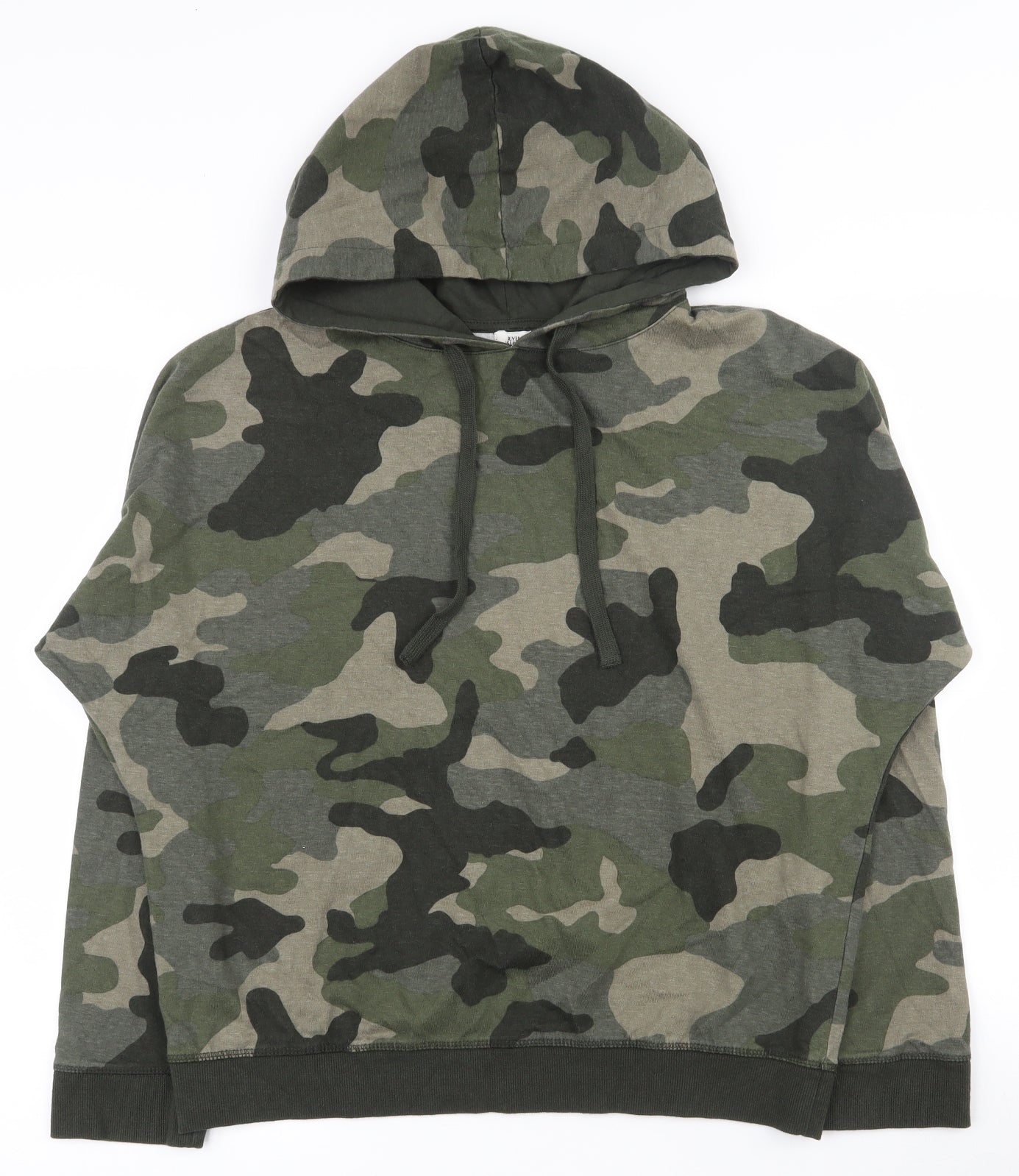 River Island Womens Green Camouflage Polyester Pullover Hoodie Size S  Pullover