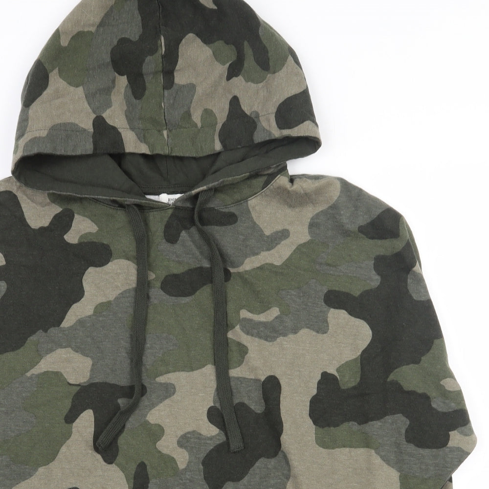 River Island Womens Green Camouflage Polyester Pullover Hoodie Size S  Pullover