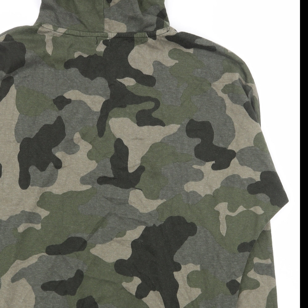 River Island Womens Green Camouflage Polyester Pullover Hoodie Size S  Pullover