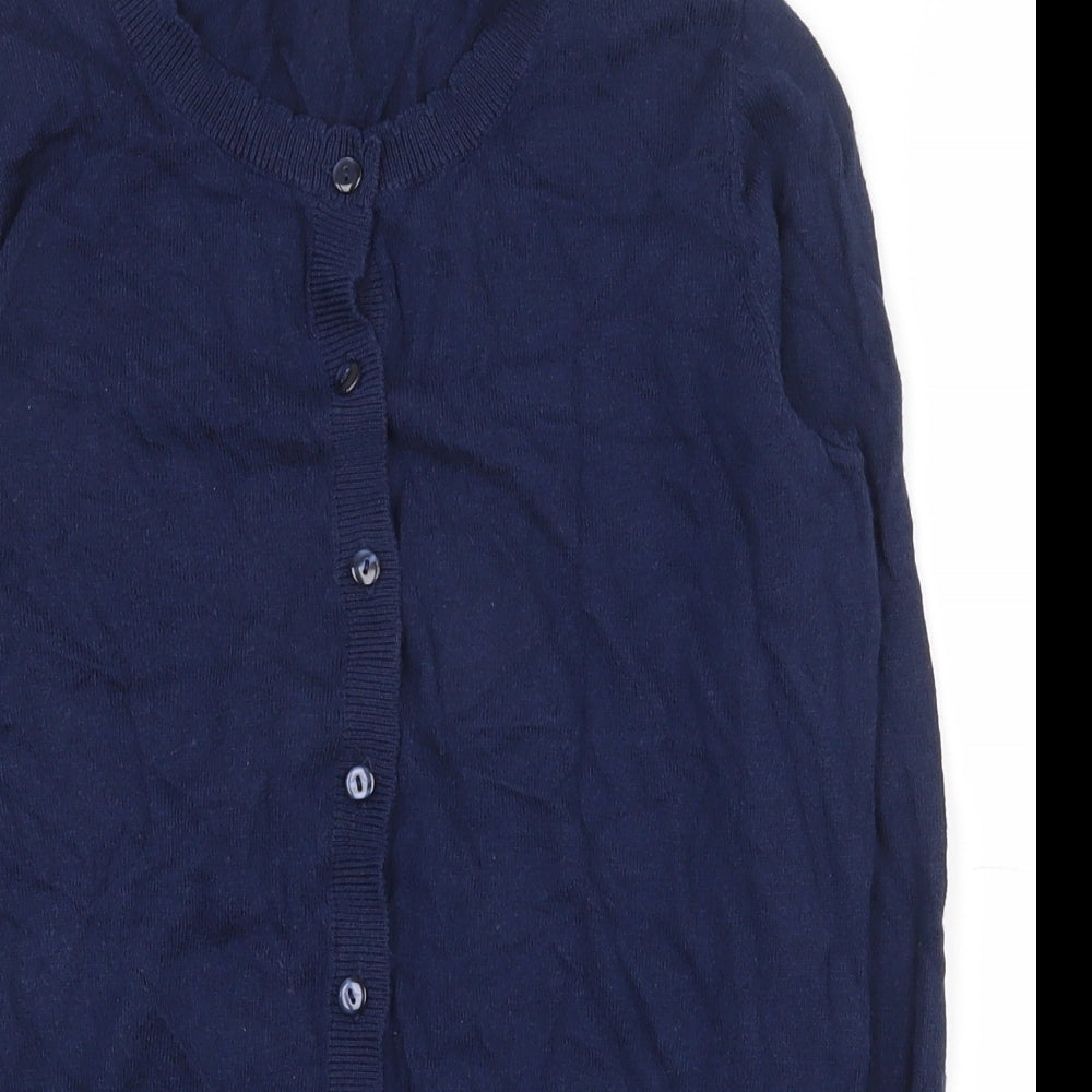 Tu  Womens Blue Round Neck  Cotton Cardigan Jumper Size 10