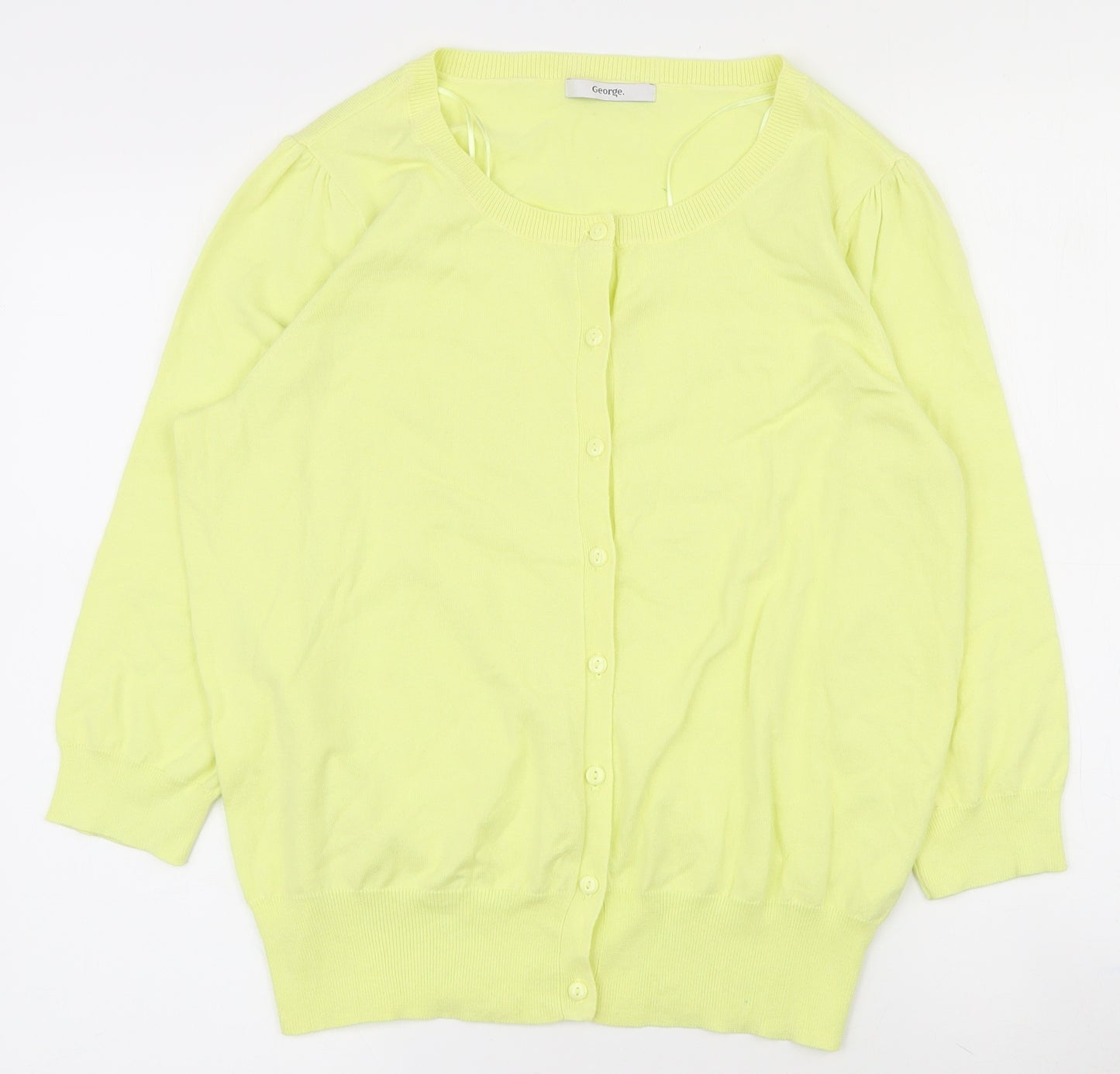 George Womens Yellow Round Neck  Cotton Cardigan Jumper Size 16
