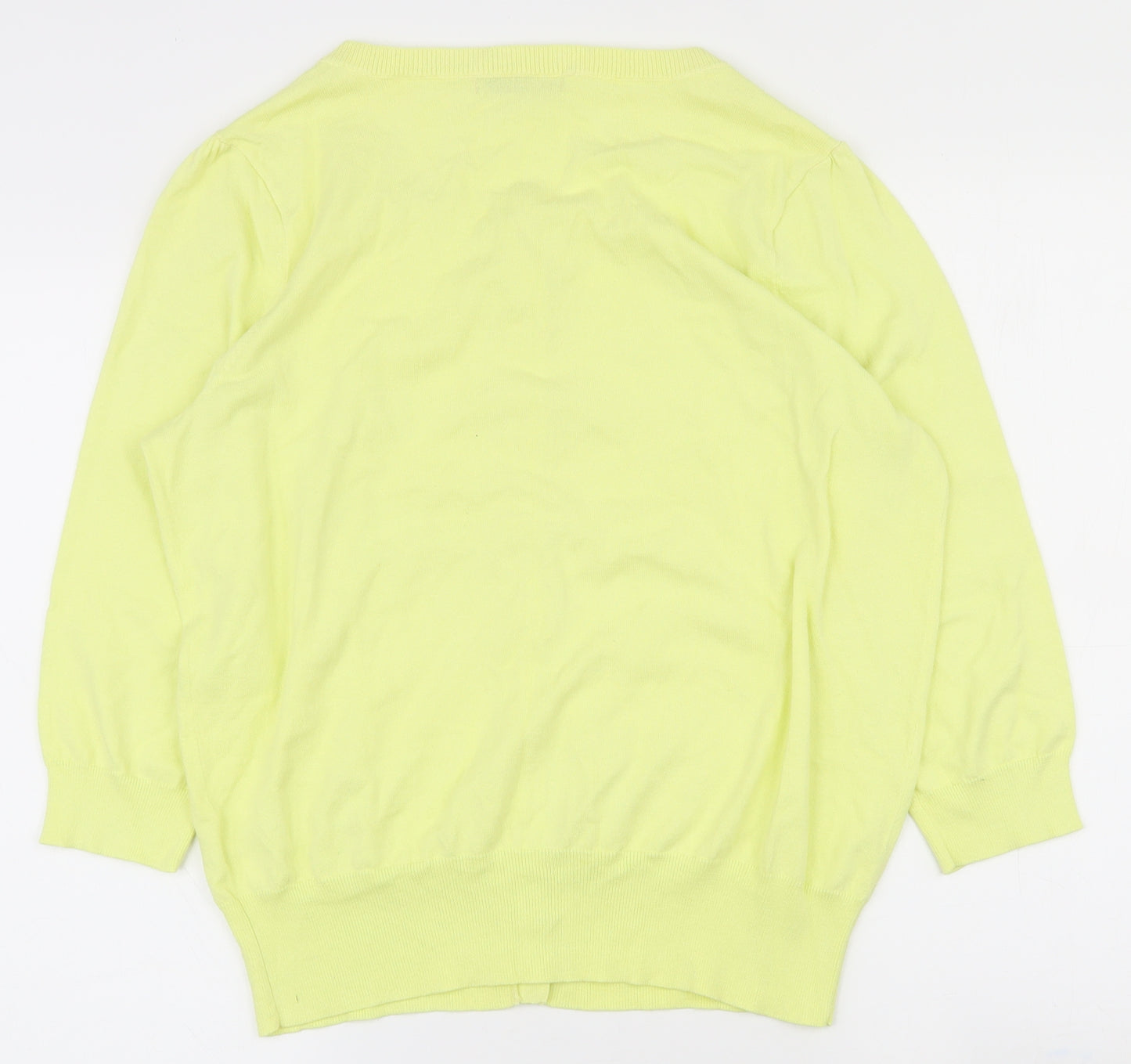 George Womens Yellow Round Neck  Cotton Cardigan Jumper Size 16