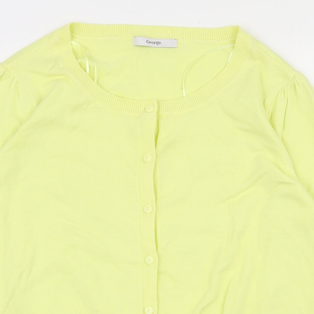 George Womens Yellow Round Neck  Cotton Cardigan Jumper Size 16