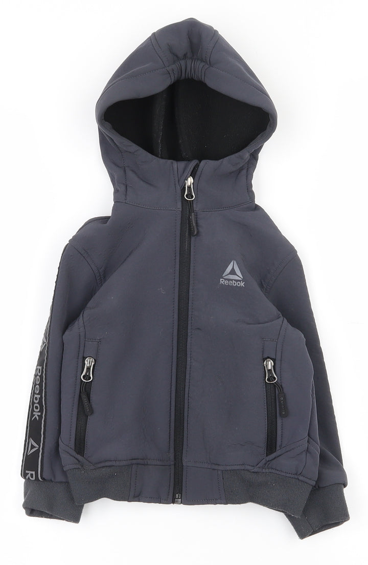 Reebok Boys Grey Polyester Full Zip Hoodie Size 2 Years Zip