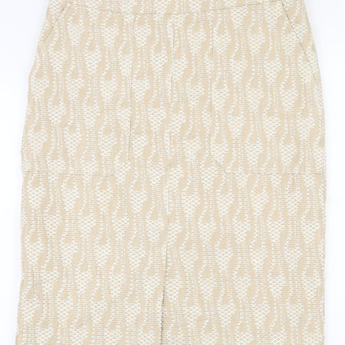 NEXT Womens Beige  Cotton Straight & Pencil Skirt Size 12   Zip
