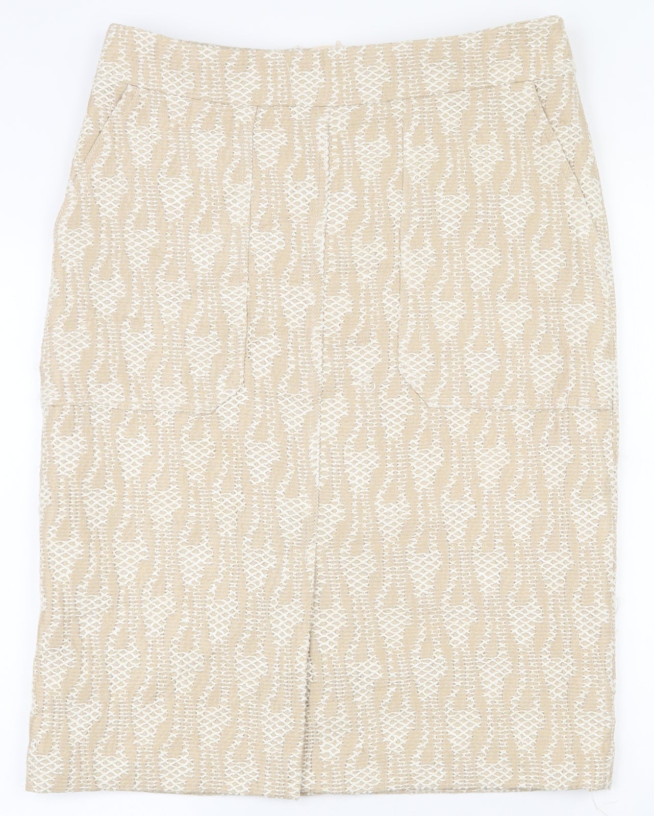 NEXT Womens Beige  Cotton Straight & Pencil Skirt Size 12   Zip