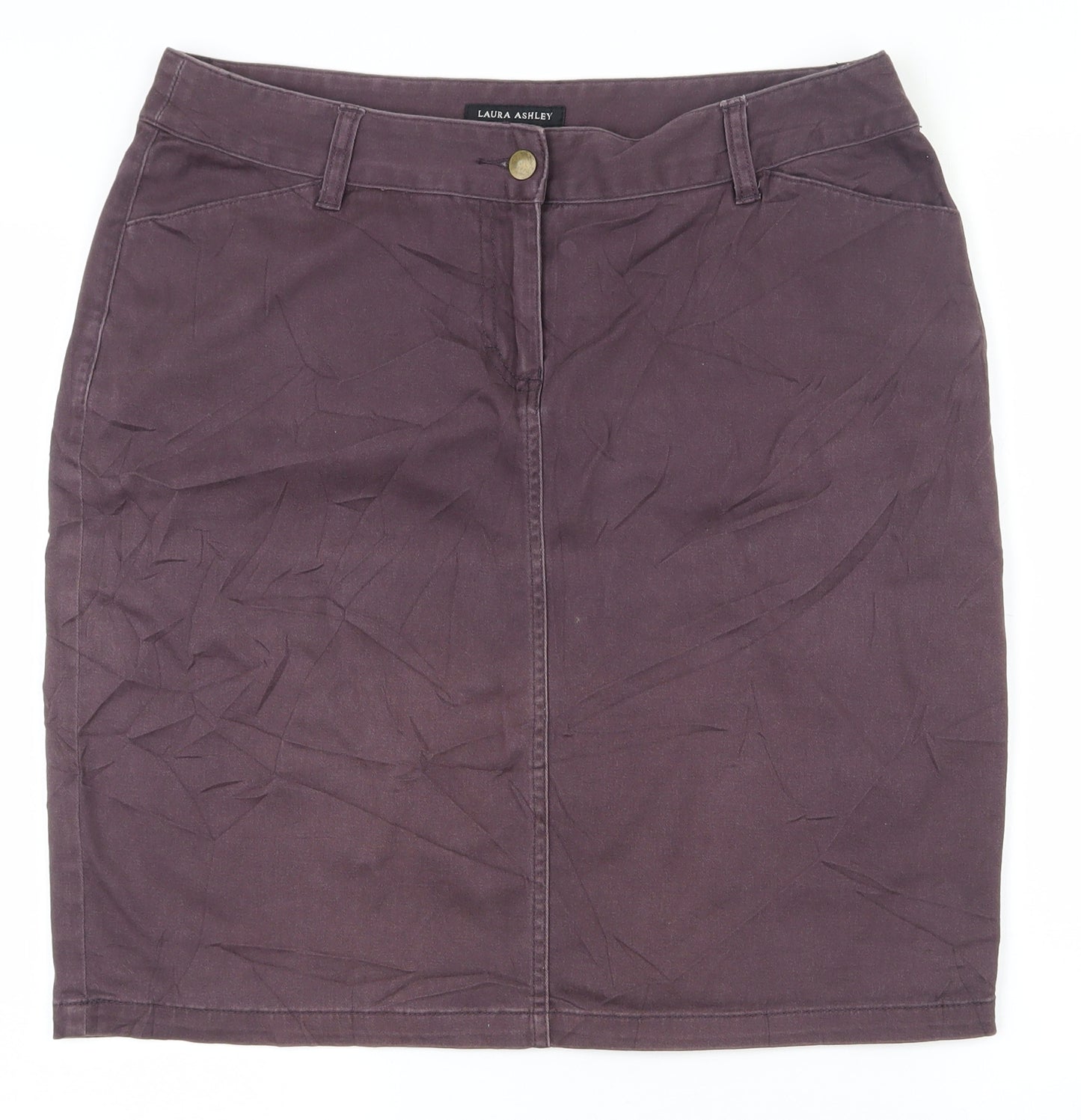 Laura Ashley Womens Purple  Cotton A-Line Skirt Size 14   Zip