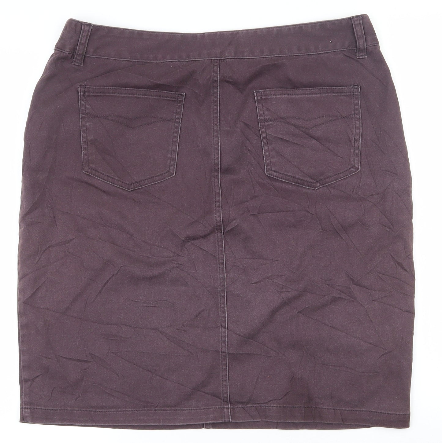 Laura Ashley Womens Purple  Cotton A-Line Skirt Size 14   Zip