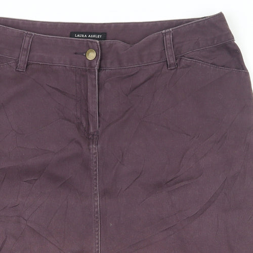 Laura Ashley Womens Purple  Cotton A-Line Skirt Size 14   Zip
