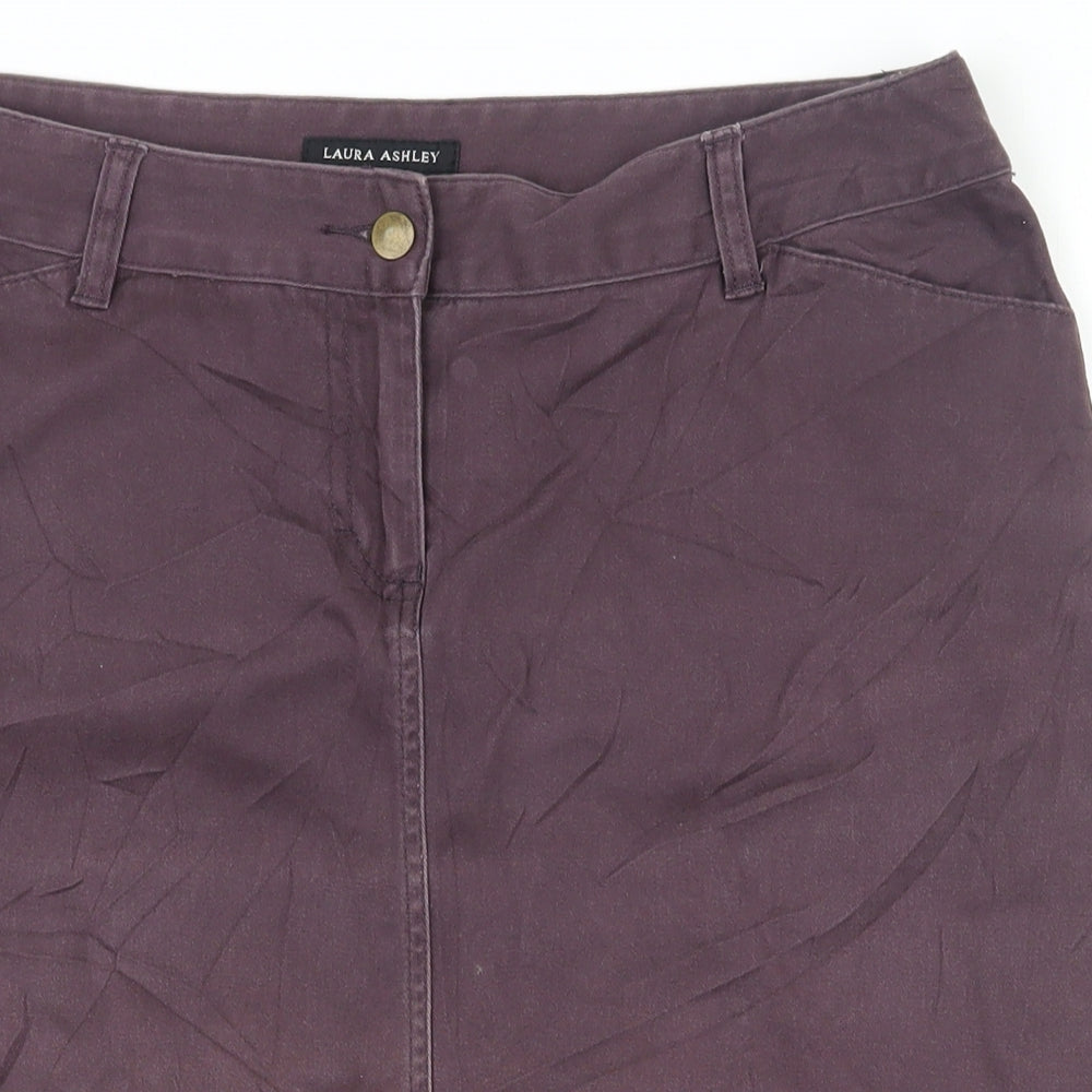 Laura Ashley Womens Purple  Cotton A-Line Skirt Size 14   Zip