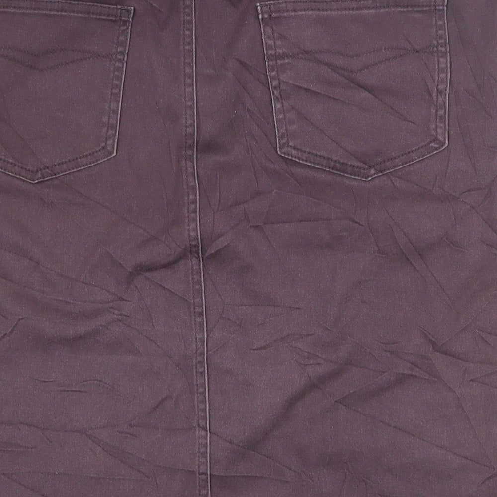 Laura Ashley Womens Purple  Cotton A-Line Skirt Size 14   Zip