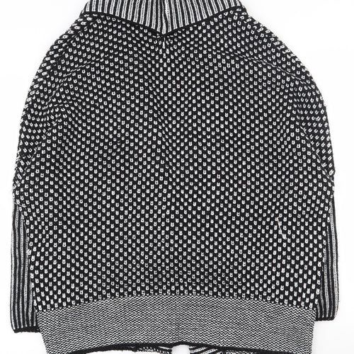 F&F Womens Black V-Neck Geometric Acrylic Cardigan Jumper Size L