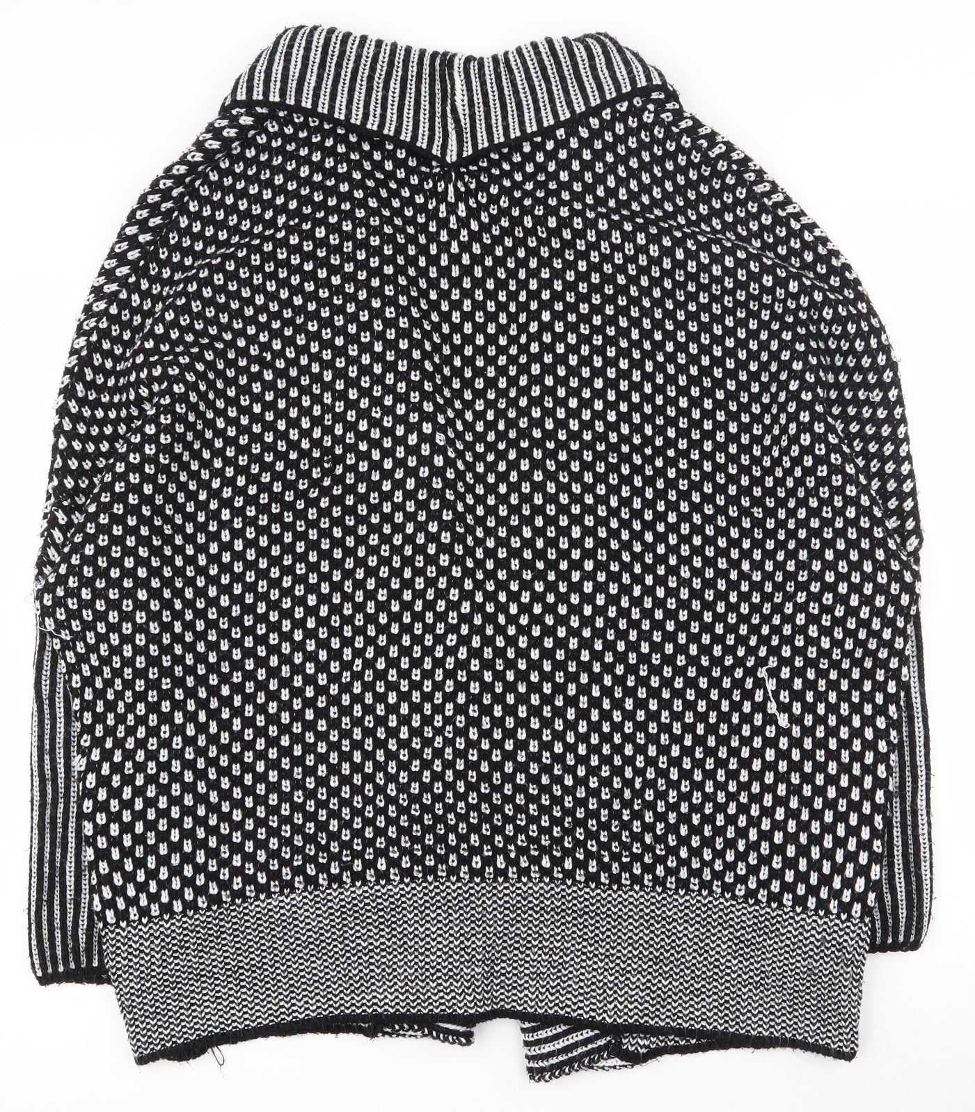 F&F Womens Black V-Neck Geometric Acrylic Cardigan Jumper Size L