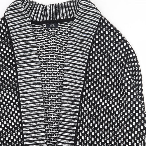 F&F Womens Black V-Neck Geometric Acrylic Cardigan Jumper Size L