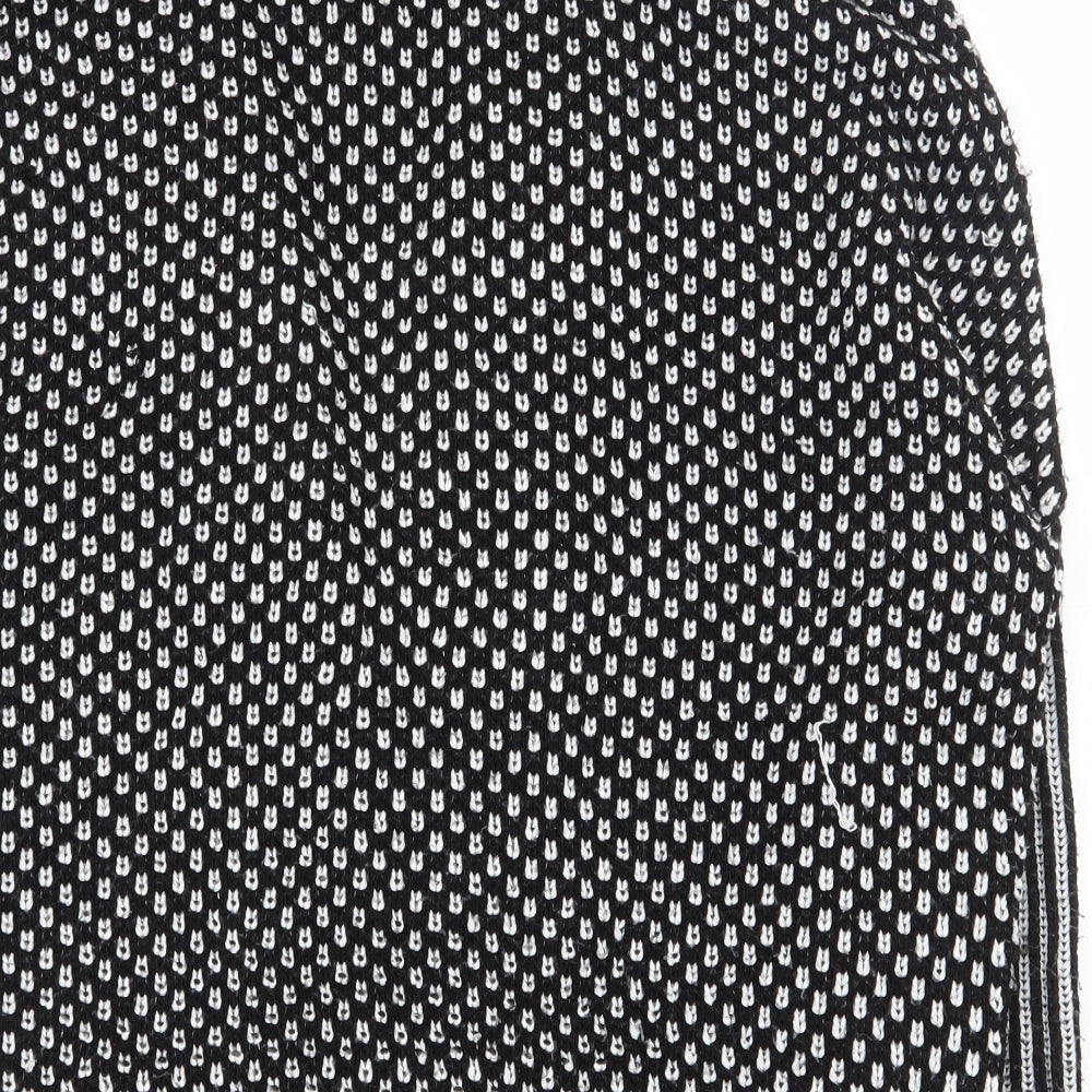 F&F Womens Black V-Neck Geometric Acrylic Cardigan Jumper Size L