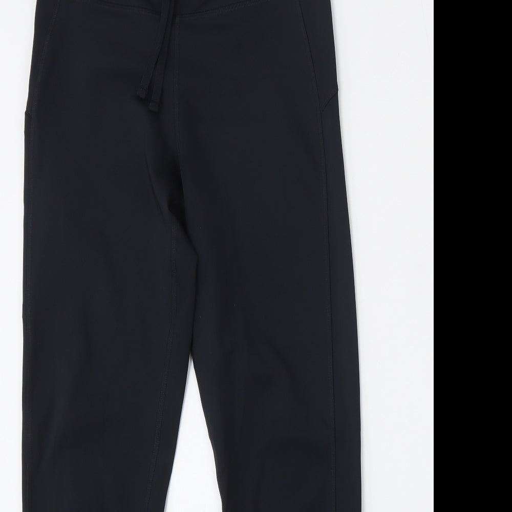 Marks and Spencer Womens Black  Polyester Compression Leggings Size 10 L27 in Regular Tie