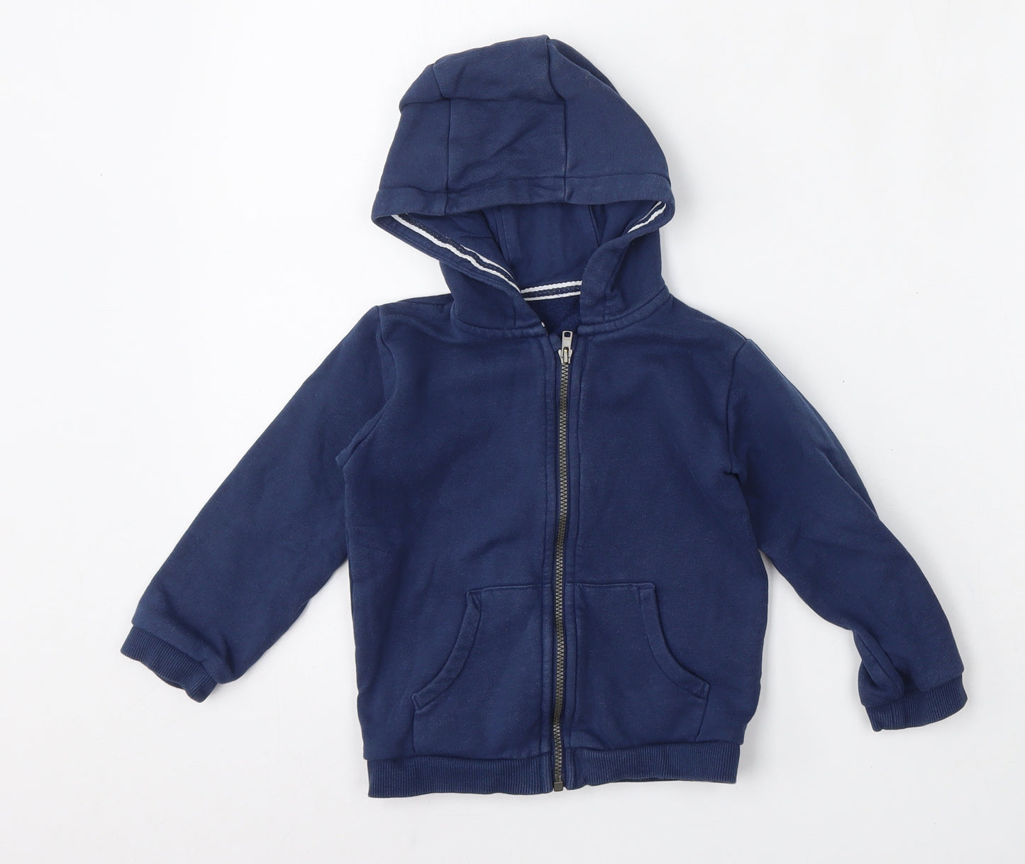 Marks and Spencer Boys Blue  Cotton Full Zip Hoodie Size 2-3 Years  Zip