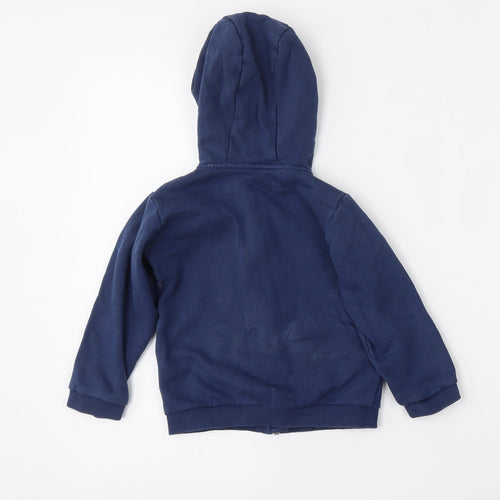 Marks and Spencer Boys Blue  Cotton Full Zip Hoodie Size 2-3 Years  Zip